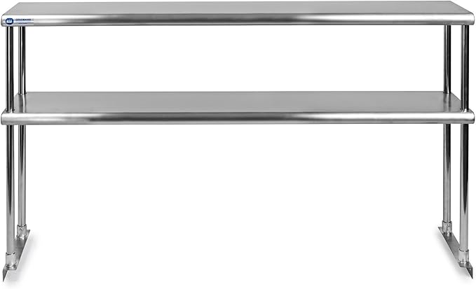 GRIDMANN NSF Stainless Steel Commercial Kitchen Prep & Work Table Plus A 2 Tier Shelf - 60 in. x 12 in.