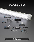 Sunco LED Ready Fixture for Garage Ceiling, 4ft Shop Lights Holds 2 LED Tube Lights, Non-Dimmable, Surface Mount, Works with Type B and Hybrid Tubes, 120-277V, Wet Rated ETL 6 Pack