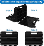 Double Side Tool Box Organizer, Hardware Storage Box, Portable Small Parts Organizer with Removable Plastic Dividers for Screws, Nuts, Nails, Bolts (Black)