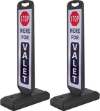 2 Pack 43" x 9.6" inch Double Sided Pedestrian Crosswalk Sign, 21.8" x 9.6" x 4" Durable HDPE Water Filled Base, Portable High Visibility Reflective Traffic Safety Parking STOP Signs (White-2Pack)