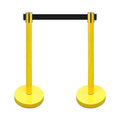 VIP Crowd Control Retractable Belt Stanchion Queue Safety Barrier Set, 36" Ht, 78" Belt (2 YEL Posts Black Belt)