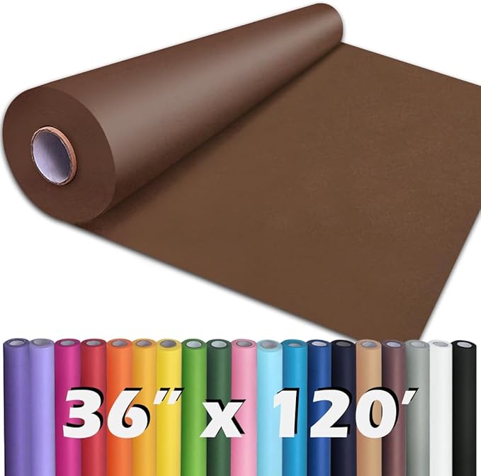 PerkHomy 36" x 1,440" (120') Coffee Kraft Paper Roll for Craft Bulletin Board Paper Art Table Covering Crafting Gift Wrapping Bouquet Packing Parcel 80GSM 55LB (Coffee, 36" x 120')