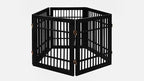 Pet Dog Gate Strong and Durable Freestanding Folding Acacia Hardwood Portable Wooden Fence Indoors or Outdoors by Urnporium (Black Pet Gate, 5 Panel 24" Tall)