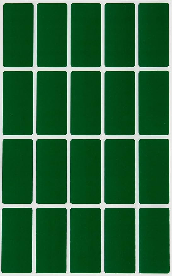 Royal Green Rectangular Color Coding Stickers 1.57 inch x 0.75 inch Rectangle Label in Forest Green (40mm x 19mm)- 100 Pack