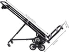 Stair Climbing Cart, Foldable Hand Truck with 6+2 Wheels, Stair Climber Hand Truck, Black 460lbs Heavy Duty Dolly Cart with Adjustable Height for Goods Warehouses Airports