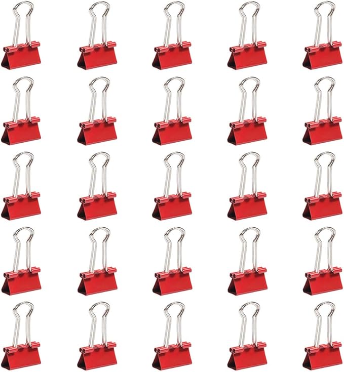 JAM PAPER Colorful Binder Clips - Small - 3/4 Inch (19 mm) - Red Binderclips - 25/Pack