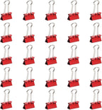JAM PAPER Colorful Binder Clips - Small - 3/4 Inch (19 mm) - Red Binderclips - 25/Pack