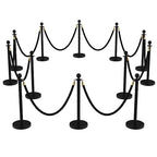 12Pcs Stainless Steel Stanchion Posts with 5ft Red Velvet Ropes - Crowd Control Barriers & Queue Line Kit with 26ft Red Carpet for Wedding, Party, Theater Supplies