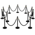 12Pcs Stanchions and Velvet Ropes, Black Stanchions with Retractable Belts, Crowd Control Barriers with Hollow Base, Red Carpet Ropes and Posts for Event & Party Supplies
