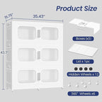 150Gal Exra Large Stackable Storage Bins with Lid, 600QT Collapsible Storage Box with 6x Wheels, Folding Plastic Cabinet Container with Door Drawer for Home Kitchen Office Dorm, 3Pack White