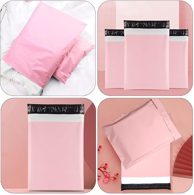 50 Pack Pink Poly Mailers, 10. 2x6. 7 Inches Plastic Self-adhesive Shipping Bags, Heavy Duty Packing Mailing Bags for Small Business