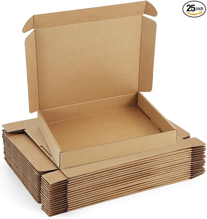Shipping-Boxes-13x10x2 Inches: 25 Pack-Cardboard-Boxes-for-Packaging, Brown-Shipping-Boxes-for-Packing-Small-Business, Corrugated Box Mailers for Book Shoes Gift Mailing
