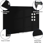 Black Dry Erase Board, 6' x 4' Magnetic Glass Whiteboard for Wall,72" x 48" Large Black Glass Magnetic Board with 1 Marker Tray and 10 Magnets for Office, Home, Classroom