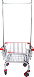 Laundry Cart Chrome Coated with Double Pole Rack, 2.5-Bu (Red or Blue Trim) (Red)