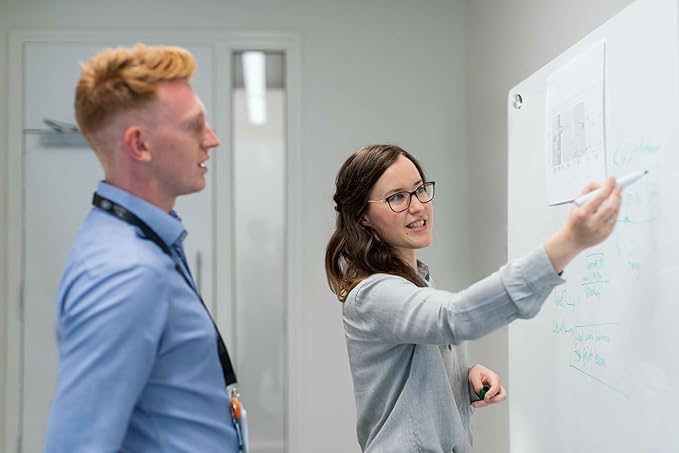 Glass Whiteboard Magnetic Dry Erase Board 48 x 36 Inches, Wall Mounted Glass White Board for Office School Home.