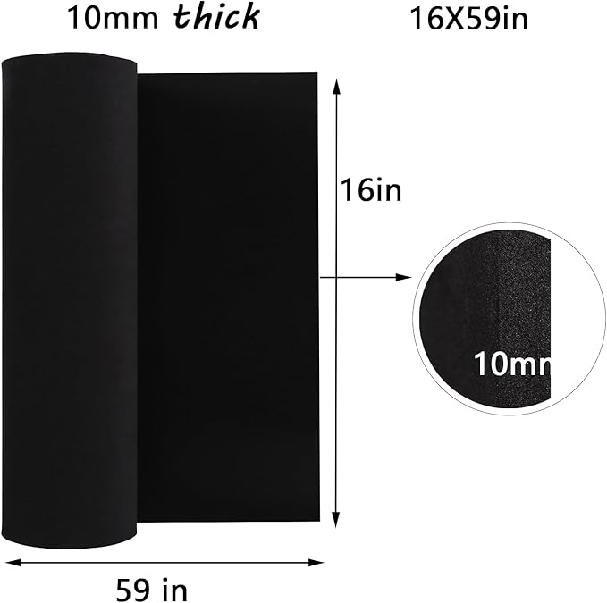 AMZQNART EVA Foam 10mm, Cosplay Foam Roll 16 x 59in (6.5sqft) Black, Suitable for Foam Cosplay Modeling, DIY Projects, Crafts, Ultra High Density 90 kg/m3.