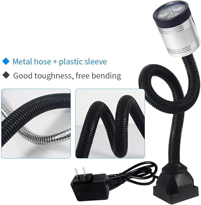 Flexible Work Light, Led Machine Light, Led Flexible Gooseneck Light 900 Lumens with 20inch Flexible Gooseneck 120 Volt for Lathe Workbench Bandsaw and Machine Tool