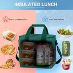 Iknoe Large Cooler Bag Collapsible 24 Can Insulated Bags Leakproof Lunch Cooler Tote with Multi-Pockets for Adult Insulated Thermal Bag for Beach, Picnic, Office Work(Blackish Green)
