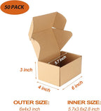 PHAREGE 6x4x3 inch Shipping Boxes Bulk 50 Pack Brown, Tab Lock Tuck Top Mailer Boxes for Packaging Small Business, Small Cardboard Gift Boxes for Wrapping Mailing Present