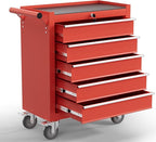 5-Drawer Tool Chest,Rolling Tool Cart with Wheels,High Capacity Tool Cabinet with Locking System for Garage, Warehouse, Workshop-Red