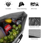 Insulated Reusable Tote Bag for Grocery Shopping for Women/Men, Waterproof Cooler Bags for Travel/Beach/Picnic, Pizza/Food Delivery Bag to Keep Food Cold/Hot (Cationic Cloth, Grey，2-Pack)