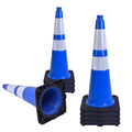 8 Pack 28 Inch Blue PVC Safety Cones Weighted Black Base, Perfect for Sports Field Dividers, Warehouse Use, Parking Management, Road Safety (8, Blue, 28 Inch)