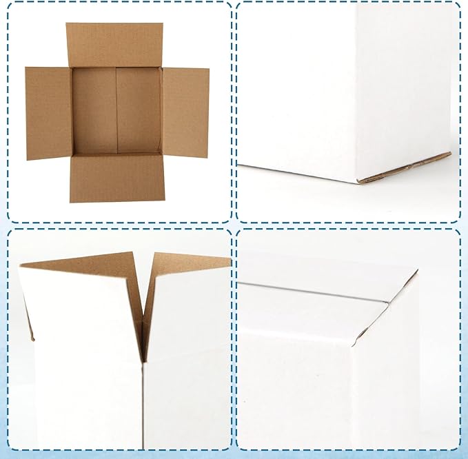 50 Pack Small Shipping Boxes 3x3x3 Inches, White Corrugated Cardboard Box for Shipping, Packing, Business, DIY