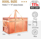 XXXL Insulated Food Delivery Bag - Reusable Thermal Cooler Grocery Bags for Catering & Delivery, Pizza Carrier for Events, Large Capacity Bag Keeps Food Hot/Cold for Shopping, Commercial (Gold, 1PK)