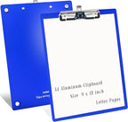 Aluminum Magnetic Clipboard A4 Metal Strong Fixed Magnet Message Clip Board Stainless Hangable w/Pen Holder Letter 9" x 12.6" for School Office Forklift Factory Workshops Garage Wharf Supplies (Blue)