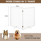 Metal Freestanding Dog Gates,Extra Wide 24", 32" Height Foldable Dog Fence for Indoor & Outdoor, Heavy Duty Freestanding Pet Barrier for Stairs, Doorways, Halls, Kitchen,Yard