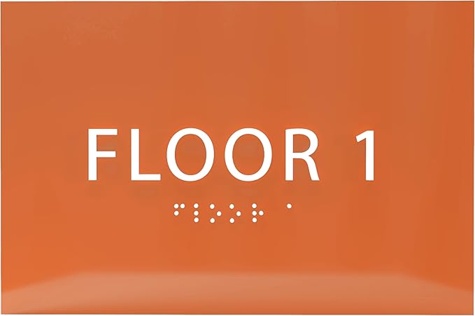 6" X4" Floor 1 Sign - ADA Compliant Tactile Graphics Grade 2 Braille Text | Wall Mount Plastic Directional Assistance, Floor Number Sign for Office, Schools, Hospitals, Apartments
