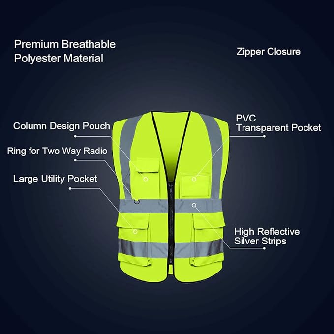 BeautyWill Custom Safety Vest Logo Class 2 High Visibility Reflevtive Vest Outdoor Protective Workwear