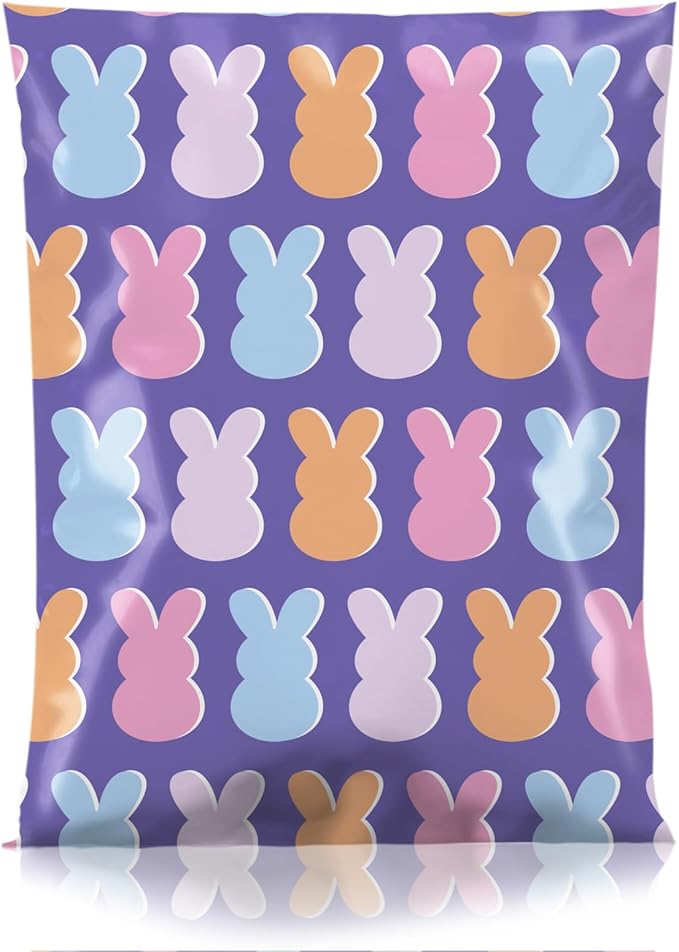 Metronic Poly Mailers 10x13 Inch 100pc, Easter Rabbit Bags for Shipping, Self-Adhesive Shipping Envelopes for Small Business, Waterproof Mailers Poly Bags for Shipping, Packaging Mailing Bags Bunnies