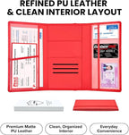 LINTRU Car Registration and Insurance Holder Trifold, Oversized Fit with Reinforced Construction, Matte PU Leather Vehicle Glove Box Organizer for Documents, Car Accessories for Men and Women