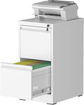 File Cabinet, 2 Drawer File Cabinet with Lock, Steel Vertical Filing Cabinets for Home Office, Heavy Duty File Storage Cabinet for Legal/Letter/A4 Documents, Easy to Assemble, White
