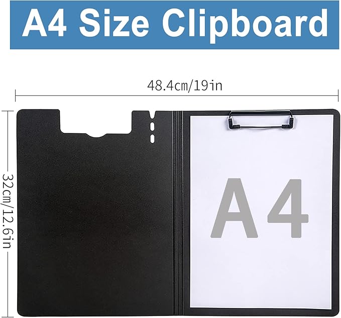A4 Clipboard Folder,5 Pack Foldable Clipboards with Cover,Clip Board for Office School Business Classroom(Black)