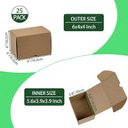 6x4x4 Inches Shipping Boxes Set of 25, Brown Corrugated Cardboard Box Literature Mailer for Packing Small Business