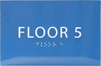 6" X4" Floor 5 Sign - ADA Compliant Tactile Graphics Grade 2 Braille Text | Wall Mount Plastic Directional Assistance, Floor Number Sign for Office, Schools, Hospitals, Apartments