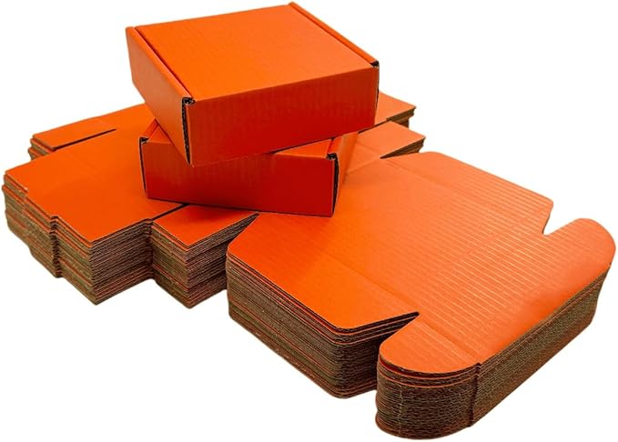 15 Pcs 4.7 x 4.7 x 1.6 Inches Mini Size Corrugated Cardboard Gift Boxes Recyclable Shipping Boxes for Packing Jewelry Ornament Gift Craft Packaging Supplier (Orange Red, 4.7 x 4.7 x 1.6")