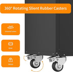 Metal Storage Cabinet with Wheels - Lockable, Rolling Tool Cabinet for Home, Office, Garage & Workshop - Black