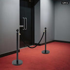 Stanchion Posts Crowd Control Barriers, 201 Stainless Steel 12 Posts 8 Ropes, 4-Way Connection Anti-Slip Fillable Base Easy Install
