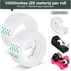 Pasimy 96 Rolls Clear Tape Bulk Strong Sticky Transparent Tape Refills for Dispenser, Office, Home, School, Wall, Carpet, 3/4 x 1000 Inches(Green)