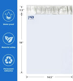 NB 14.5x19 Inch – 500 Pcs White Poly Mailers Strong Adhesive Self-Seal Shipping Envelopes, Tear & Water Resistant Packaging for E-Commerce and Small Business