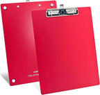 Aluminum Magnetic Clipboard A4 Metal Strong Fixed Magnet Message Clip Board Stainless Hangable w/Pen Holder Letter 9" x 12.6" for School Office Forklift Factory Workshops Garage Wharf Supplies (Red)