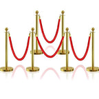 6Pcs Gold Stanchion Post Queue Velvet Ropes and Posts with Soild Base and 4pcs 5 Ft Red Velvet Ropes Carpet Ropes Posts Stanchion Set Crowd Control Barriers for Party Supplies
