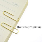 HAHIYO Paper Clips Sturdy 1.3 inches Length 180 Pack Paperclips Heavy Duty Tight Grip Rust Proof Reusable Metal Bright Gold for Home Office School
