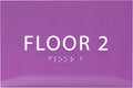 6" X4" Floor 2 Sign - ADA Compliant Tactile Graphics Grade 2 Braille Text | Wall Mount Plastic Directional Assistance, Floor Number Sign for Office, Schools, Hospitals, Apartments
