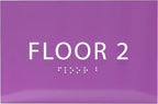 6" X4" Floor 2 Sign - ADA Compliant Tactile Graphics Grade 2 Braille Text | Wall Mount Plastic Directional Assistance, Floor Number Sign for Office, Schools, Hospitals, Apartments