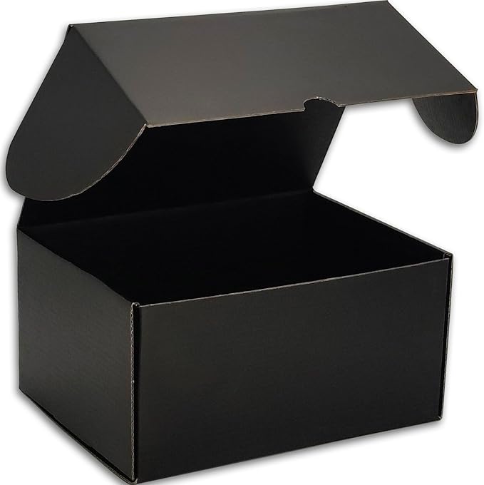 8x6x4 inches Small Shipping Boxes Set of 25 - Black Mailer Corrugated Cardboard Boxes for Shipping Packaging Mailing Products
