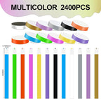 2400 Packs Paper Wristbands for Events, 12 Colors Waterproof Neon Party Wristbands Armband Paper Bracelets Identification Wristbands for Concert Club Bar Entrance Admission Party